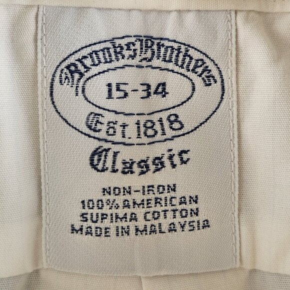 Brooks Brothers 15 34 Classic Non-iron White Blue Check Long Sleeve Button Up ** - Picture 5 of 16
